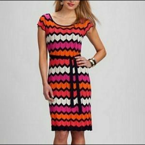 ROZ & ALI Chevron Pattern Midi Sweater Dress Sz 16
